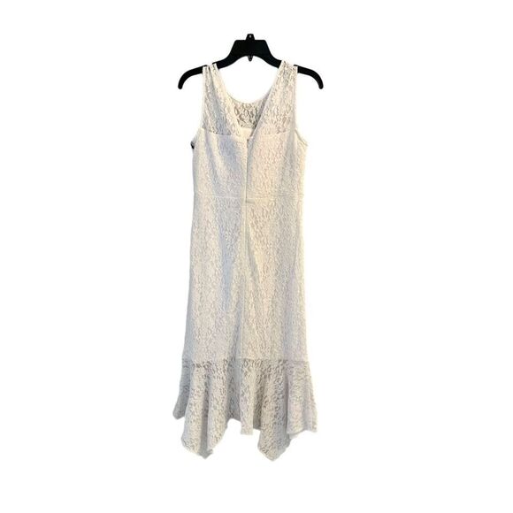 NWT Kenzie white sleeveless asymmetric midi dress,  White floral lace Size 6 - Picture 7 of 10